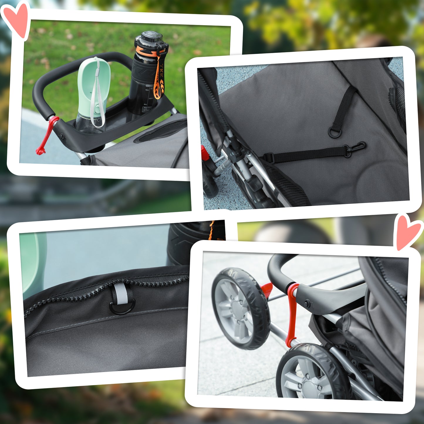 PawHut Foldable Pet Stroller for Small and Miniature Dog in Dark Grey