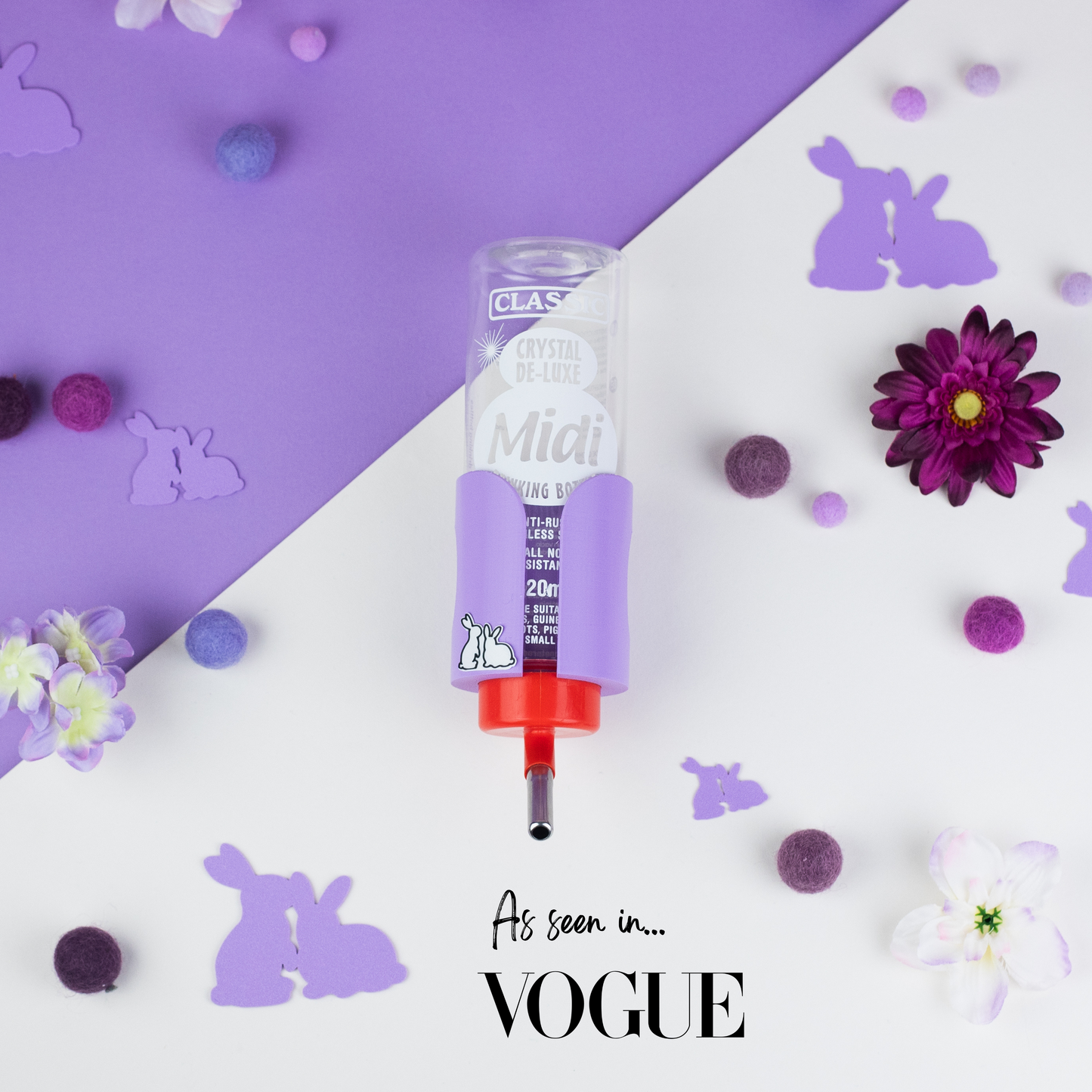 Guinea Pig & Rabbit Water Bottle Holder - Pastel Purple