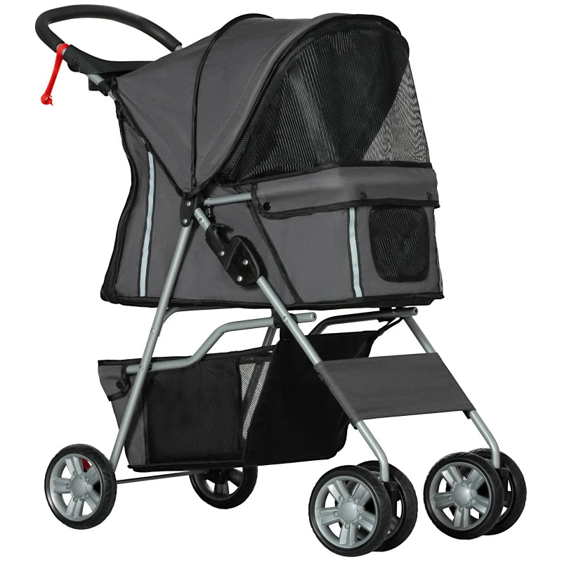 PawHut Foldable Pet Stroller for Small and Miniature Dog in Dark Grey