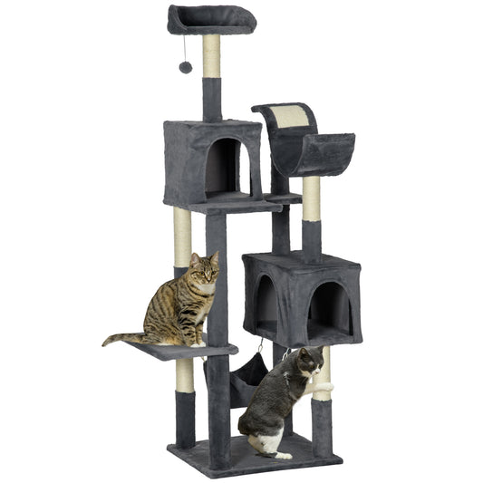 PawHut 177cm Cat Tree for Indoor Cats Modern Cat Tower with Hammock - Dark Grey