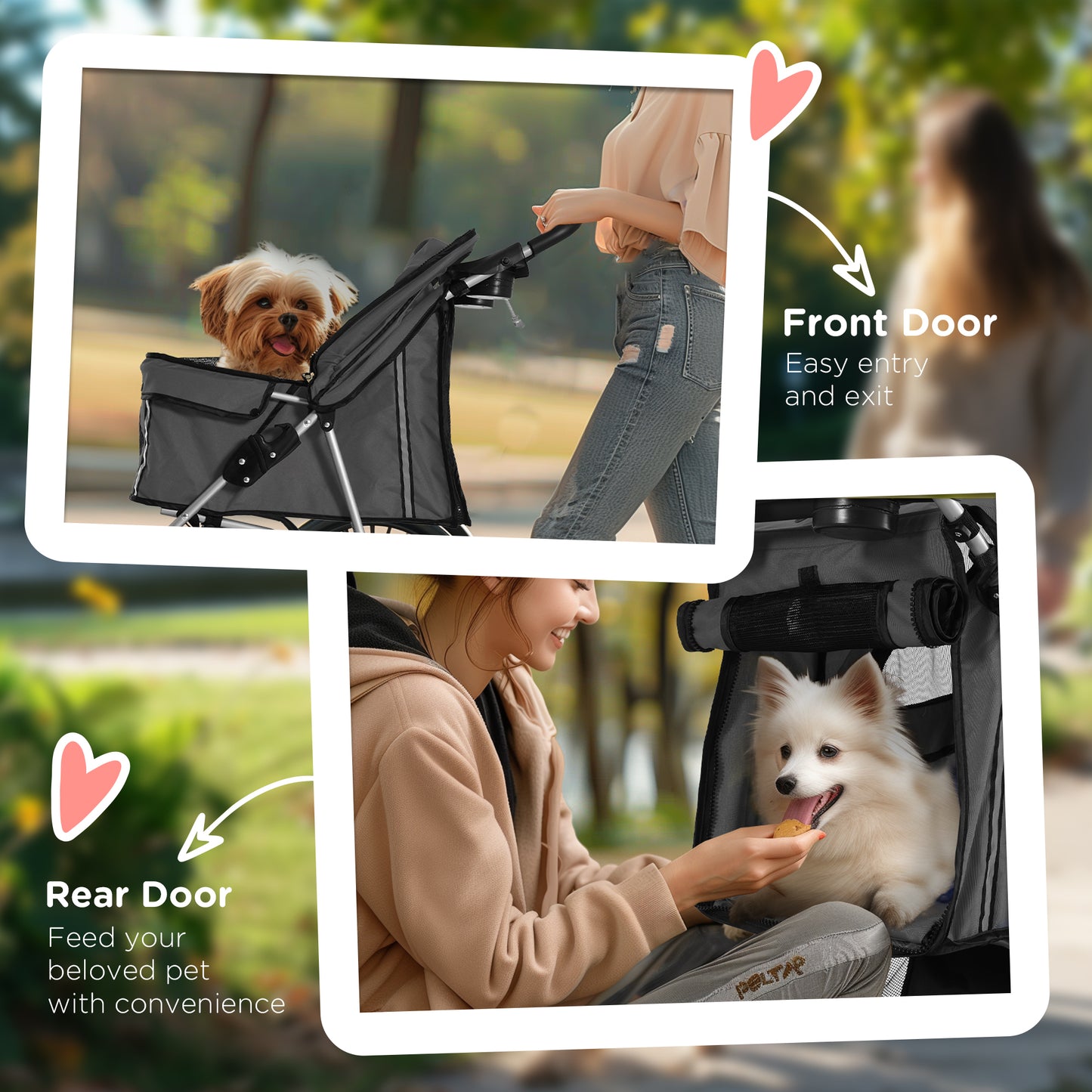 PawHut Foldable Pet Stroller for Small and Miniature Dog in Dark Grey